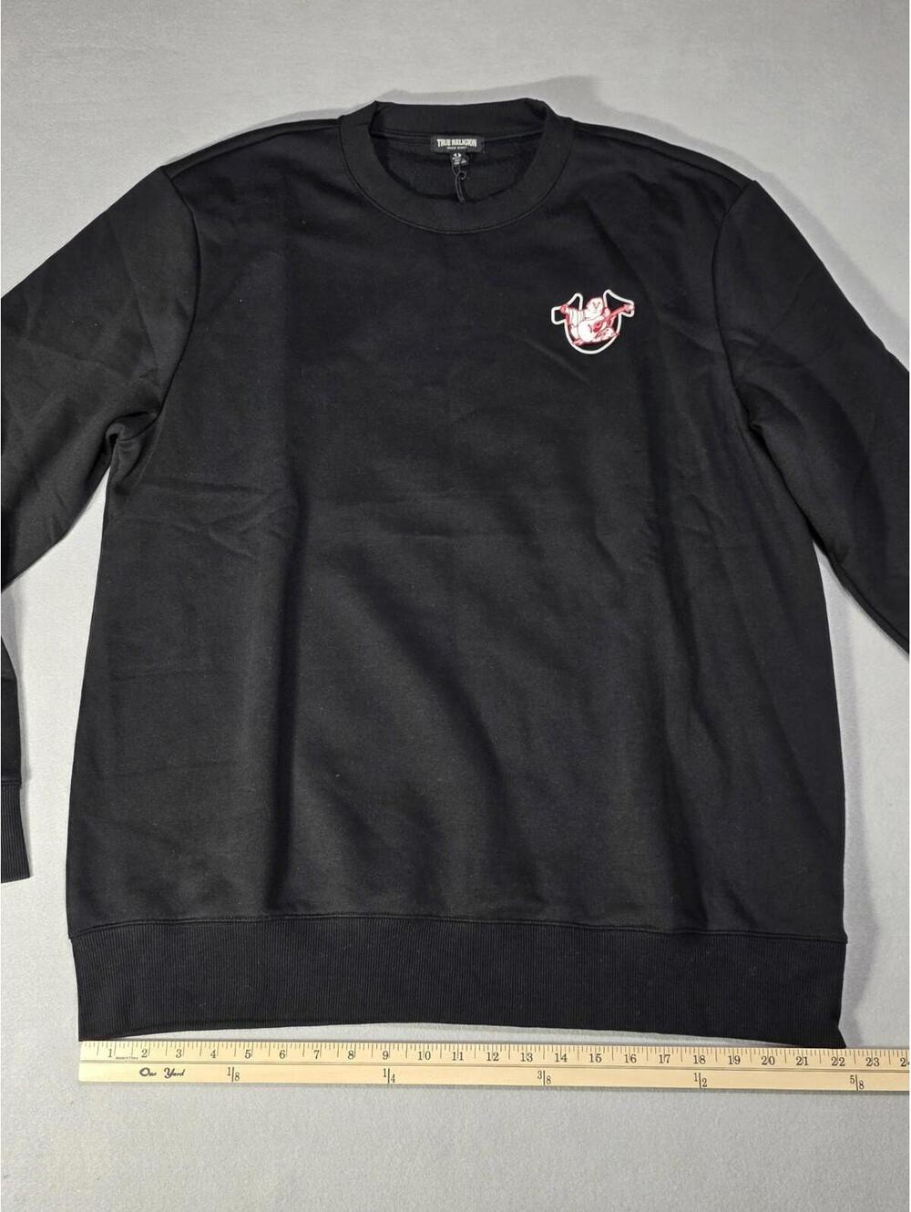 True Religion Men's 3XL Jet Black Bold Sweatshirt Crewneck Buddha Guitar NWT - Picture 12 of 12